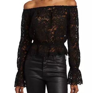 L’AGENCE LACE OFF THE SHOULDER TOP